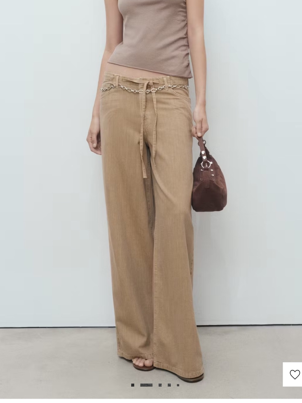 Wide leg denim trousers with belt